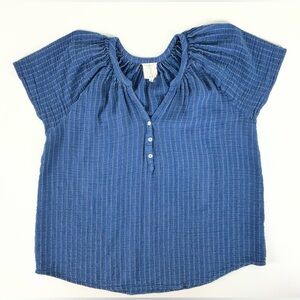 Joie Navy Blue & White Striped Tunic Top Cap Sleeves Women’s Size 2X